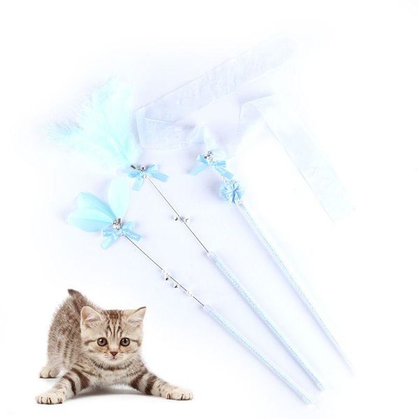 

cat toys 3 colors teaser wand cats interactive stick with tassel plastic rod ,,