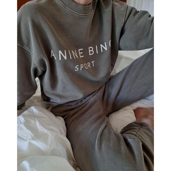 

women's two piece pants pant sets retro sports style 2021 autumn letter printing loose profile sweater and suit, White