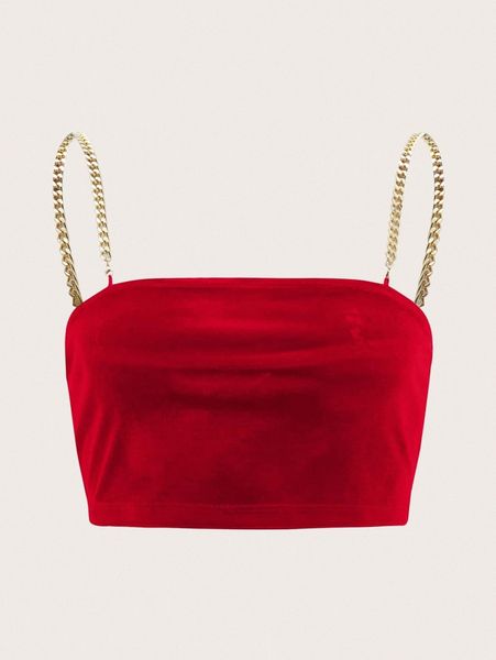 

chain strap velvet cami k6fw#, White