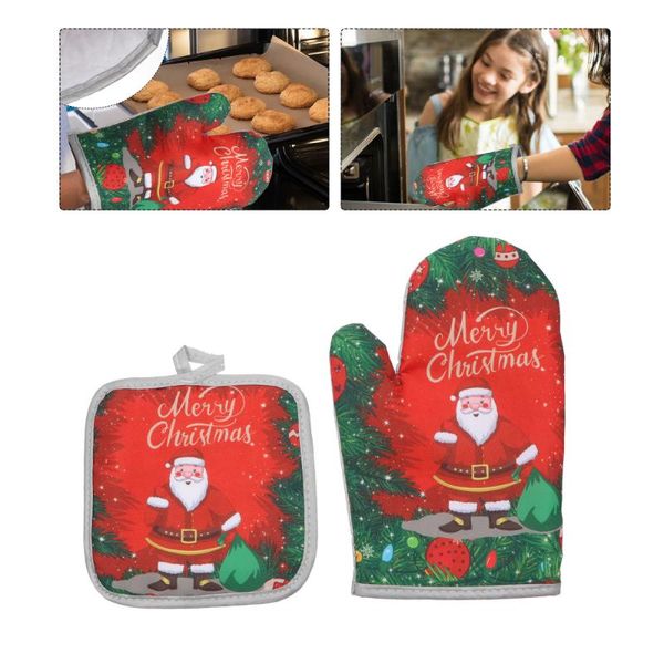 

oven mitts 2pcs heat resistant glove and mat kit pot holder mianti-scald pad