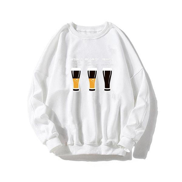 

plus size 5xl men fashion streetwear beer printed graphic plain cotton pullover crewneck sweatshirt men's hoodies & sweatshirts, Black