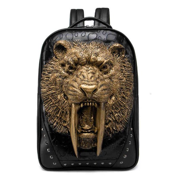 

backpack pu embossed 3d tiger head student trend schoolbag