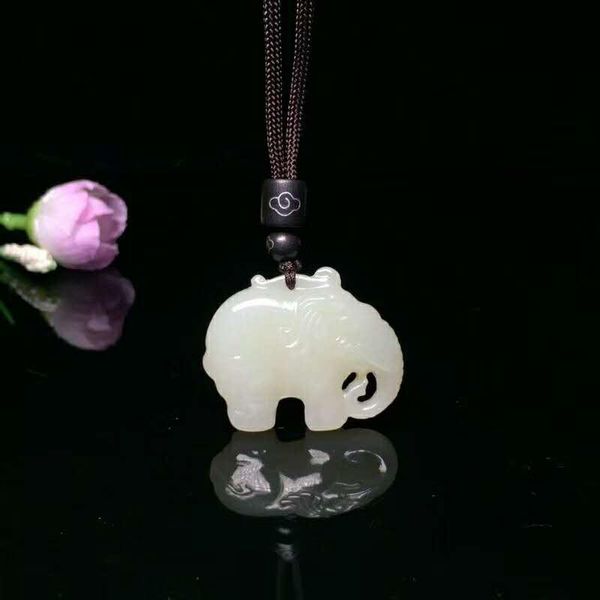

lockets h23#exquisite hetian jade elephant, Silver