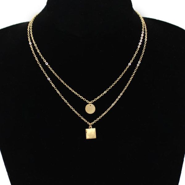 

chains act the role ofing source manufacturers in europe and fashion simple geometric pendant necklace xl748 hand level, Silver