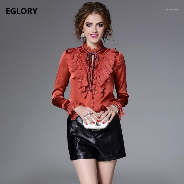 

women's blouses & shirts women fashion vintage 2021 spring summer ladies ruffled collar shell button elegant bodysuits blouse, White