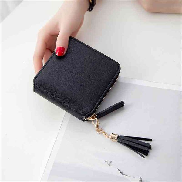 

women square wallet purses card holders female leather tassel pendant money coin bag fashion clutch, Red;black
