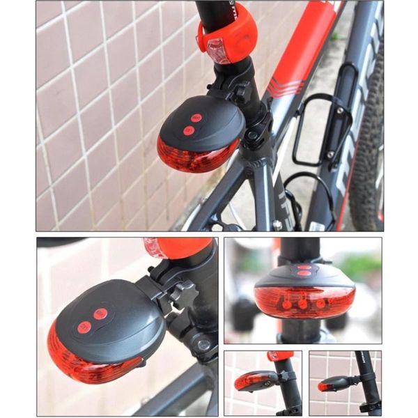 

bicycle cycling lights taillights laser safety warning waterproof lamp 5 led+2 light reflector bike accessories