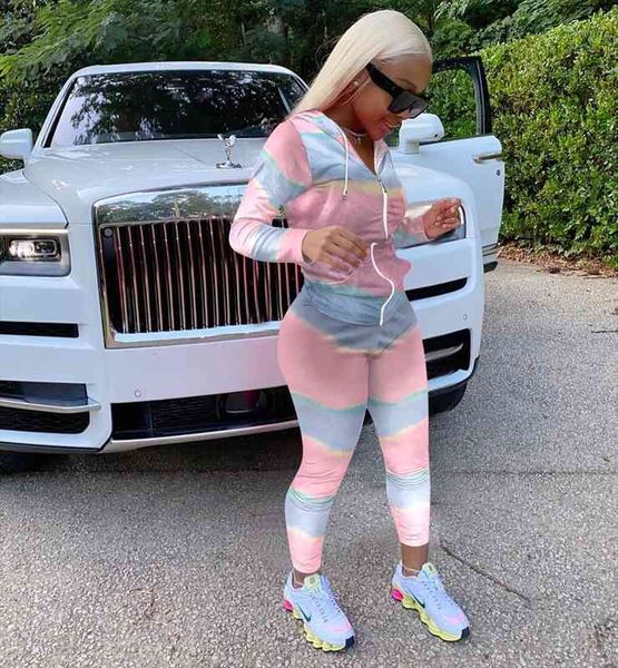 

two piece set women streetwear gradient long sleeve zipper hoodies crop high leggings pants tracksuit outfits, White