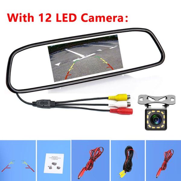 

car video 4.3 inch dc 12v mirror monitor auto parking rear view camera system with waterproof night vision ccd backup