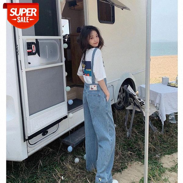 

fashion western style denim overalls women korean loose jumpsuit show thin legs #vv2x, Black;white