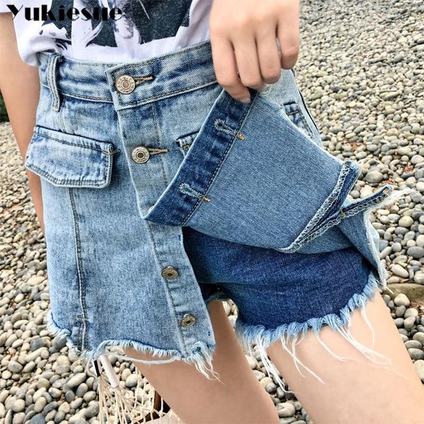 

women's jeans summer skirt shorts women female short denim for woman high waist, Blue