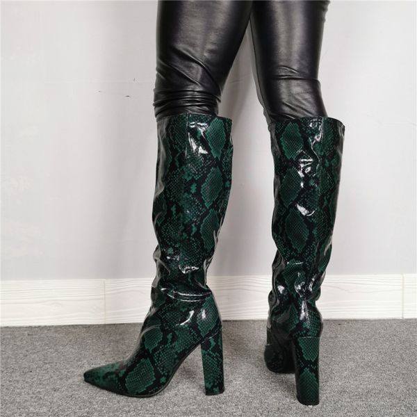 

boots ol' handcrafted woman knee high-heeled boots pointed to the pretty green party shoes and size of ybgn, Black