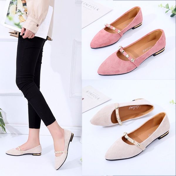 

slip on pointed toe women shoes woman flats soft bottom rivet pearl shallow ladies flats female casual shoes ballet flats a3t68, Black