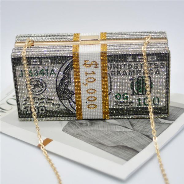 

evening bags cross-border full diamond small square dollar dinner bag with diamonds european and american fashion rhinestone