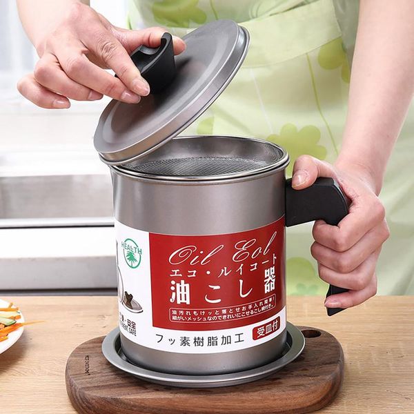 

oil pot home stainless steel filter net bottle kitchen leak proof lard storage tank tanks tool bottles & jars