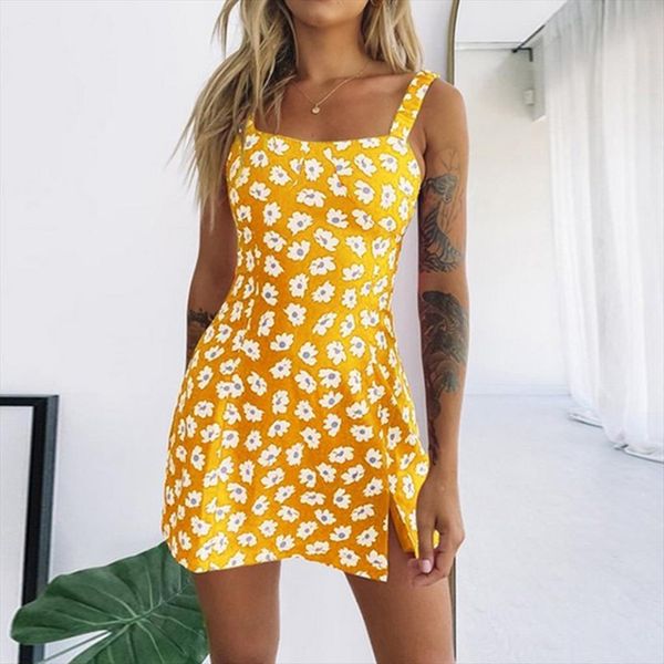 

floral mini strap spilt women dress bodycon club party slim short dresses vestidos print beach sundress, Black;gray