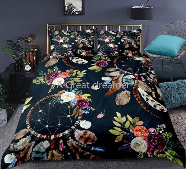 

bedding sets black dreamcatcher set cactus green plants bedclothes soft duvet cover luxury home textiles 2/3pcs dropship