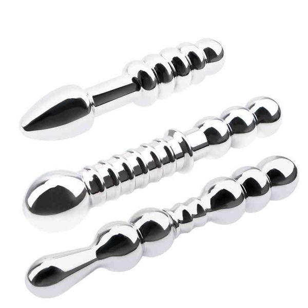 Rvs Dildo Anale Stimulatie Dubbele Hoofd Butt Plug Prostaat Massage Metalen Anale Plug Speeltjes voor Mannen Vrouwen G220225