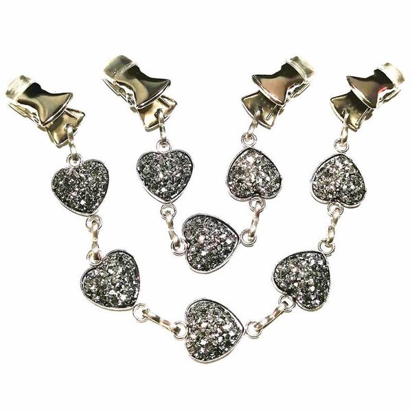 

pins, brooches 2pcs/lot gravel sweater guard clip women cloak clasp heart gypsophila cardigan clamps cape shawl pins, Gray