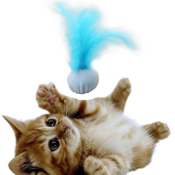 

cat toys pet plush ball toy with feathers funny interactive sports