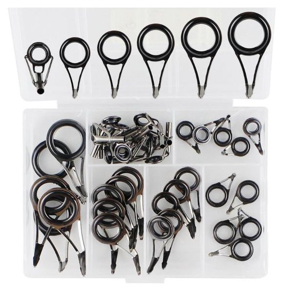 

fishing accessories 35 pcs/box guide ring set stainless steel ceramic sea rod wire durable loop gear drop