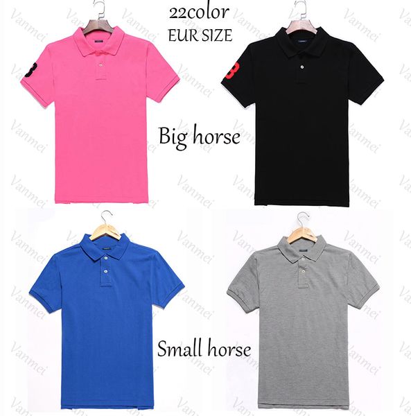 

22color mens polos short sleeve t-shirts big or small horse plus size s-2xl multiple colour embroidery label hommes classic business casual, White;black