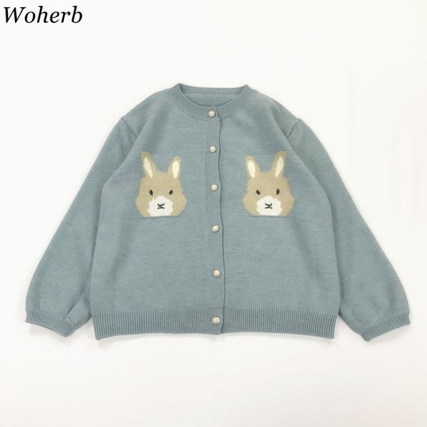 

cardigan women harajuku kawaii cartoon rabblit jacquard jumper knitted sweater coat japanese loose chic outerwear ulzzang 210417, White;black