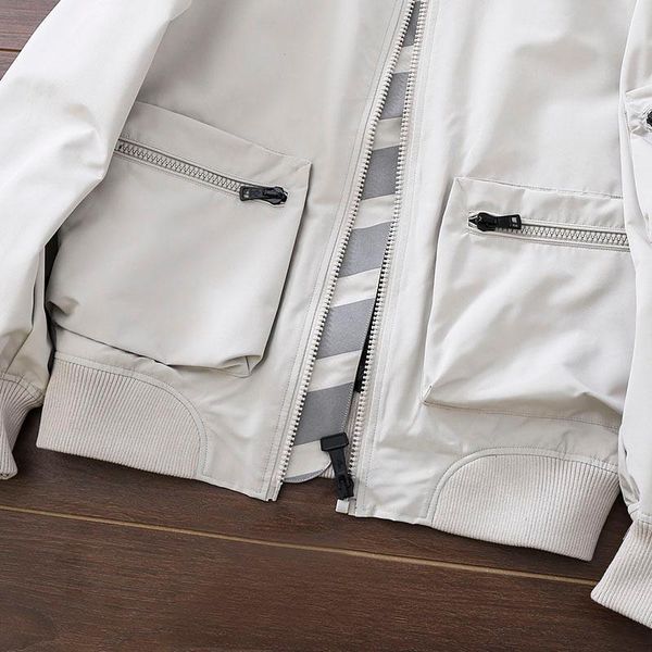 

men's baseball uniform pocket decoration spring and autumn stand-up collar jacket casual zipper cardigan jackets, Black;brown