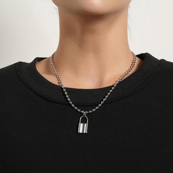

pendant necklaces vintage punk choker lock chain necklace for women men girl silver color collar wedding party fashion jewelry gift