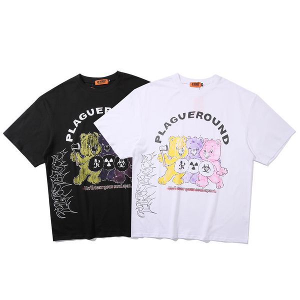 

fashion t shirt impas summer short sleeve loose ins chic bear print versatile, White;black