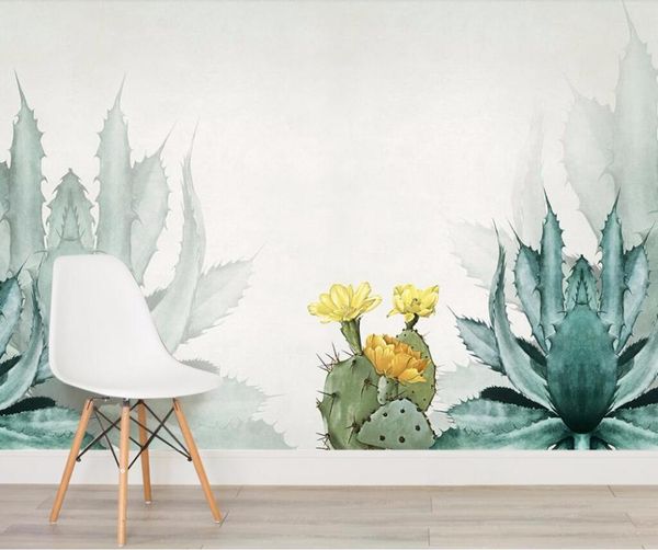 Tapeten CJSIR Benutzerdefinierte Tapete Aquarell Kaktus Nordischen Stil TV Hintergrund Wand Wohnzimmer Schlafzimmer Wände 3d