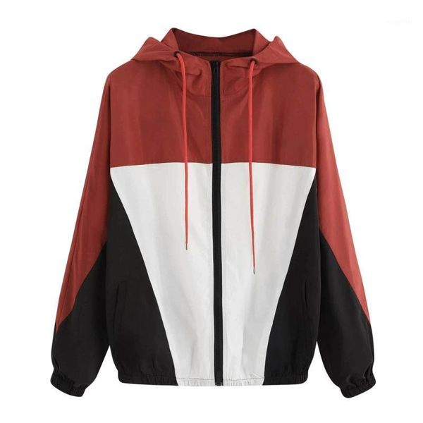 

women's hoodies & sweatshirts women men casual sweatshirt jackets splice patchwork long sleeve zipper coat windproof ultra-light rainpr, Black