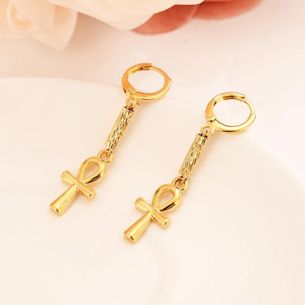 

hoop & huggie exquisite simple gold color smooth cross earrings fashion minimalist classic for women dubai arab african jewelry, Golden;silver