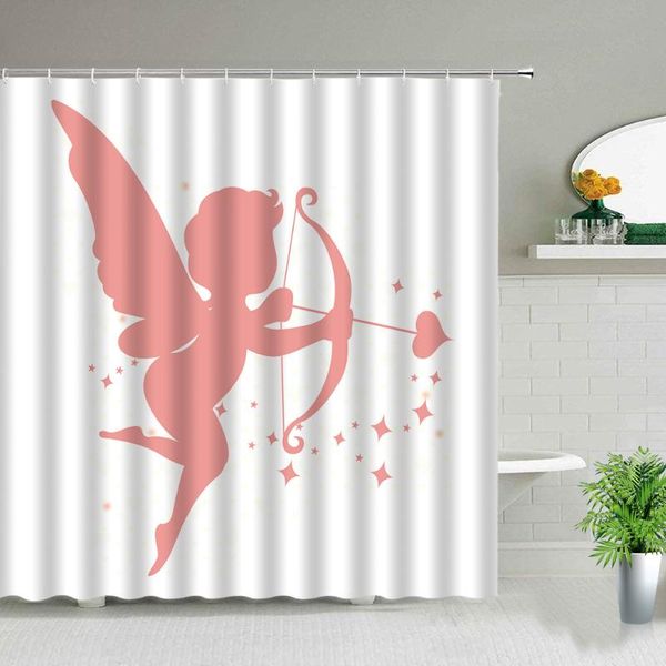 

shower curtains cartoon angel cupid print baby child bathroom screen waterproof fabric bathtub decor hanging curtain with hooks