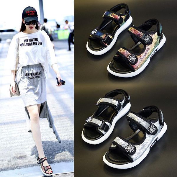 

koovan women's sandals 2021 sports middle-heeled flats summer shoes students rome, Black