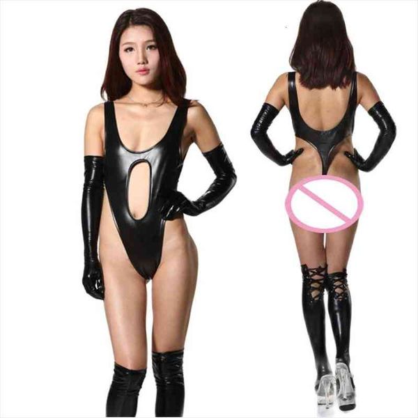 

plus size hollow out latex catsuit high cut thong bikini swimwear black body shaping monokini bodysuit sukumizu bathingsuit, Black;white