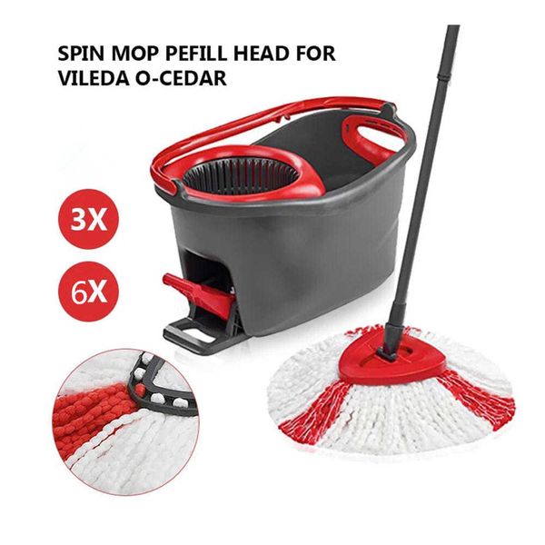 3 oder 6 Stück Ersatz-Mikrofaser-360-Spin-Mop-Clean-Nachfüllkopf für Vileda O-Cedar EasyWring Haushaltsreinigungswerkzeuge 210728