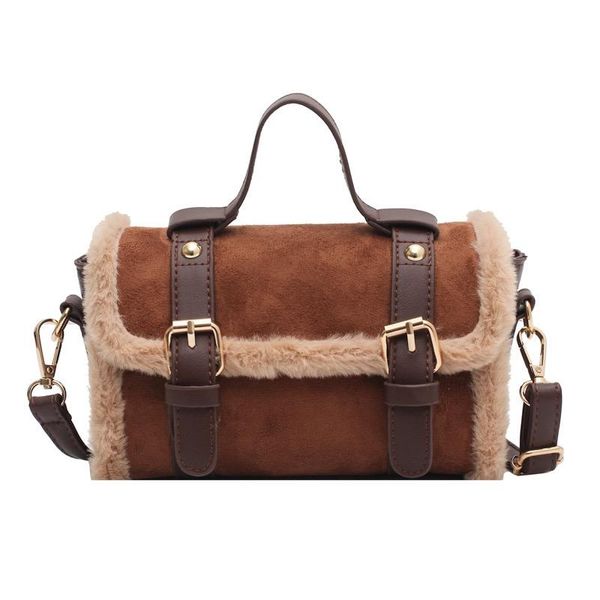 

vintage postman plush tote women'a handbag casual lambswool pu leather shoulder messenger bags for women designer bag waist