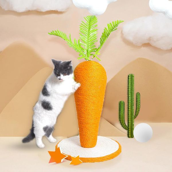 

cat scratching post carrot shaped sisal scratcher rope scratch toy climbing frame tree furniture traning toys