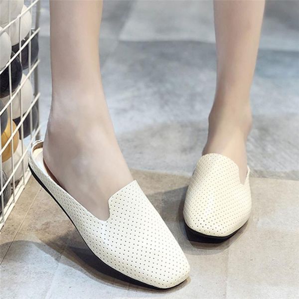 

summer shoes slipper women low-heeled half-head large size beach outdoor fashion casual 28#4 slippers, Black