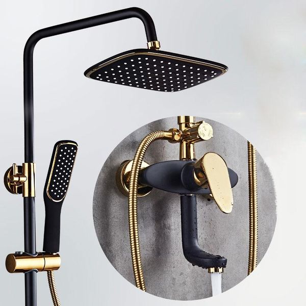 

black and gold shower set occident style mixer tap brass bathroom faucet imitation retro 0019 sets