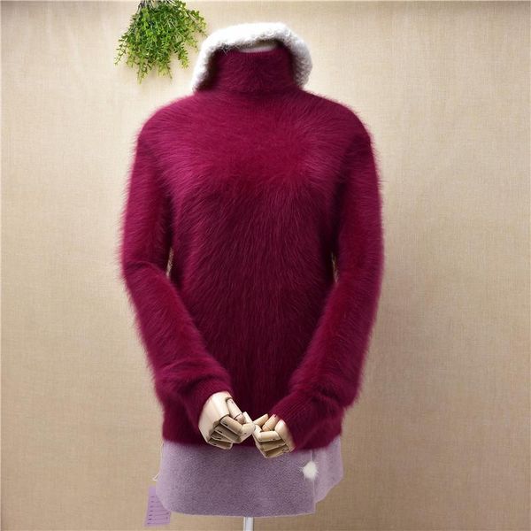 

ladies women fashion hairy fuzzy mink cashmere turtleneck loose long sleeve pullover jumper sweater winter autumn pull blouse women's s, White;black