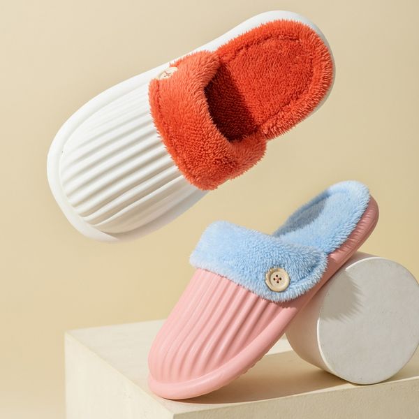 

waterproof cotton slippers female winter indoor detachable lovers keep warm at home and wear men's non slip outside the h, Black
