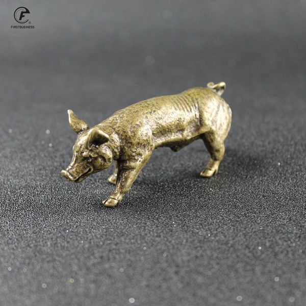 

copper chinese 12 zodiac wild boar pig statue home decoration antique brass lucky animal figurine small table desk ornaments decorative obje