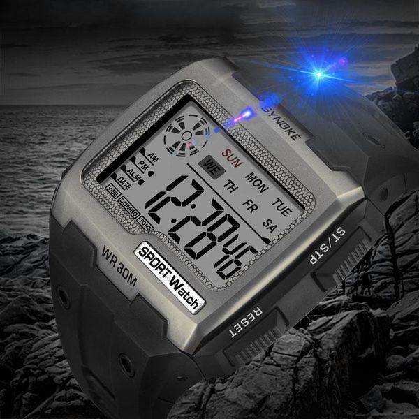 

wristwatches arrival watches mens big numbers men sport watch digital multifunction alarm chrono 5atm waterproof back light square, Slivery;brown