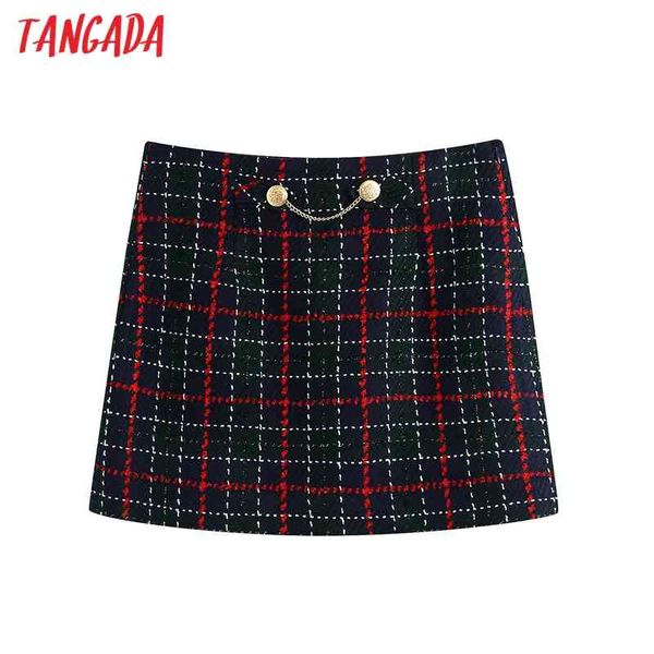 

women retro plaid pattern skirts faldas mujer zipper french style female mini skirt be376 210416, Black