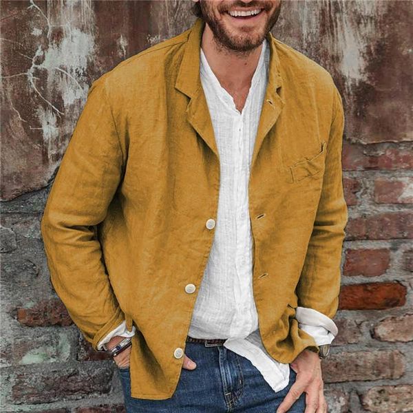 

men's suits & blazers solid color men autumn single breasted long sleeve for turn down collar blazer jacket coat costume homme, White;black