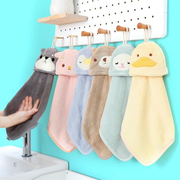 

towel soft coral velvet hand super absorbent microfiber cute animal design hanging bathroom kitchen cloth