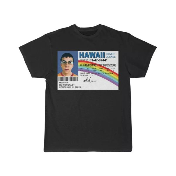 

mclovin hawaii drivers license short sleeve tee, White;black