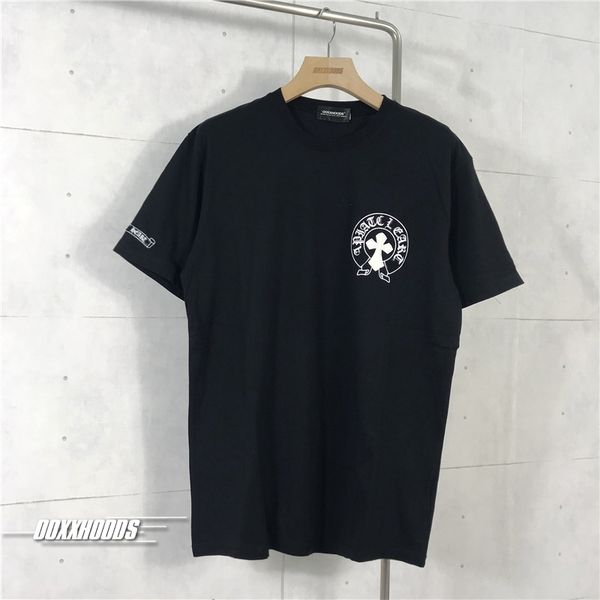 

2021 three dimensional cross leather pu loose oversize yuppie youth black and white t-shirt cotton short s, White;black